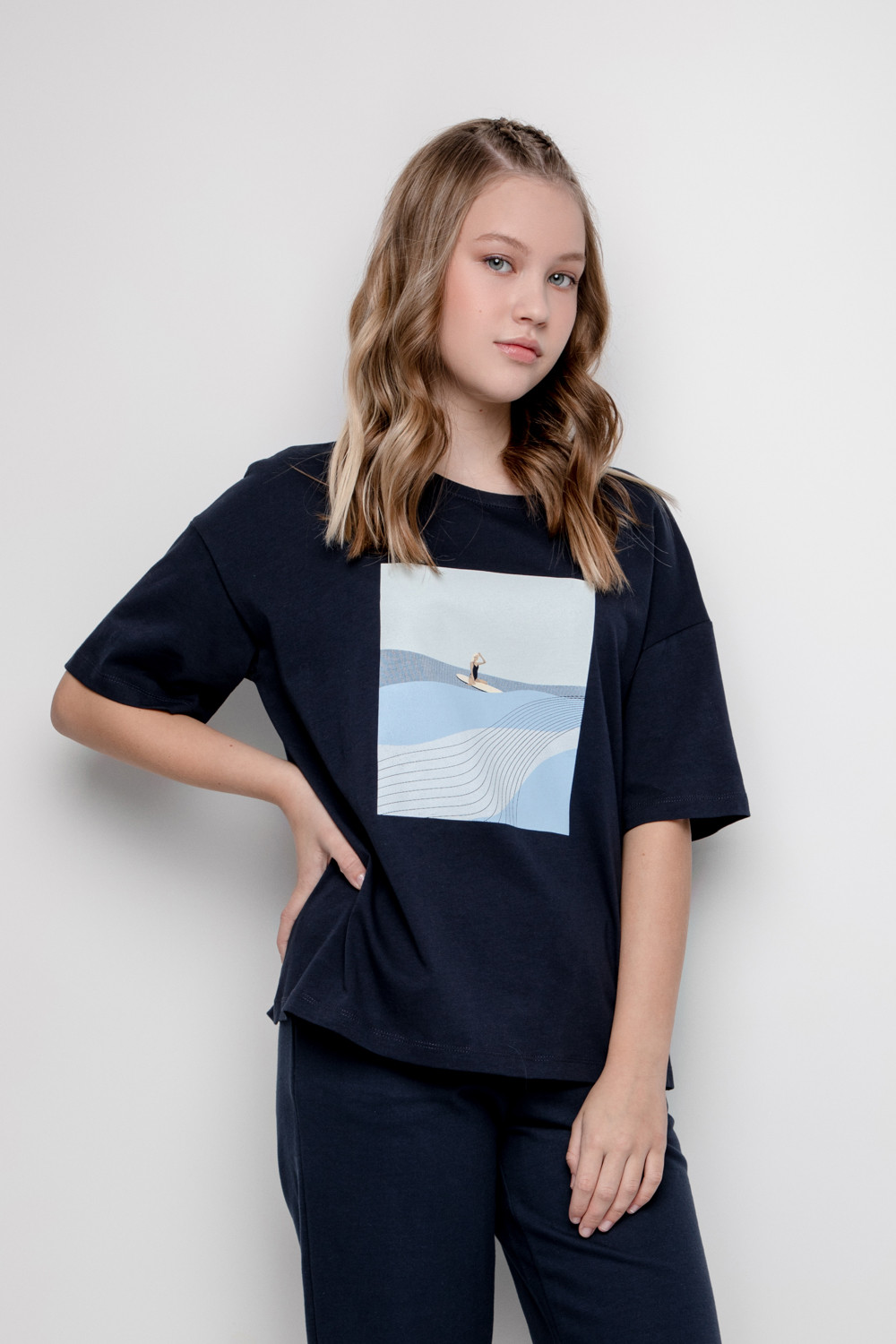 картинка Футболка для девочки Crockid КБ 302070 индиго от магазина детских товаров ALiSa