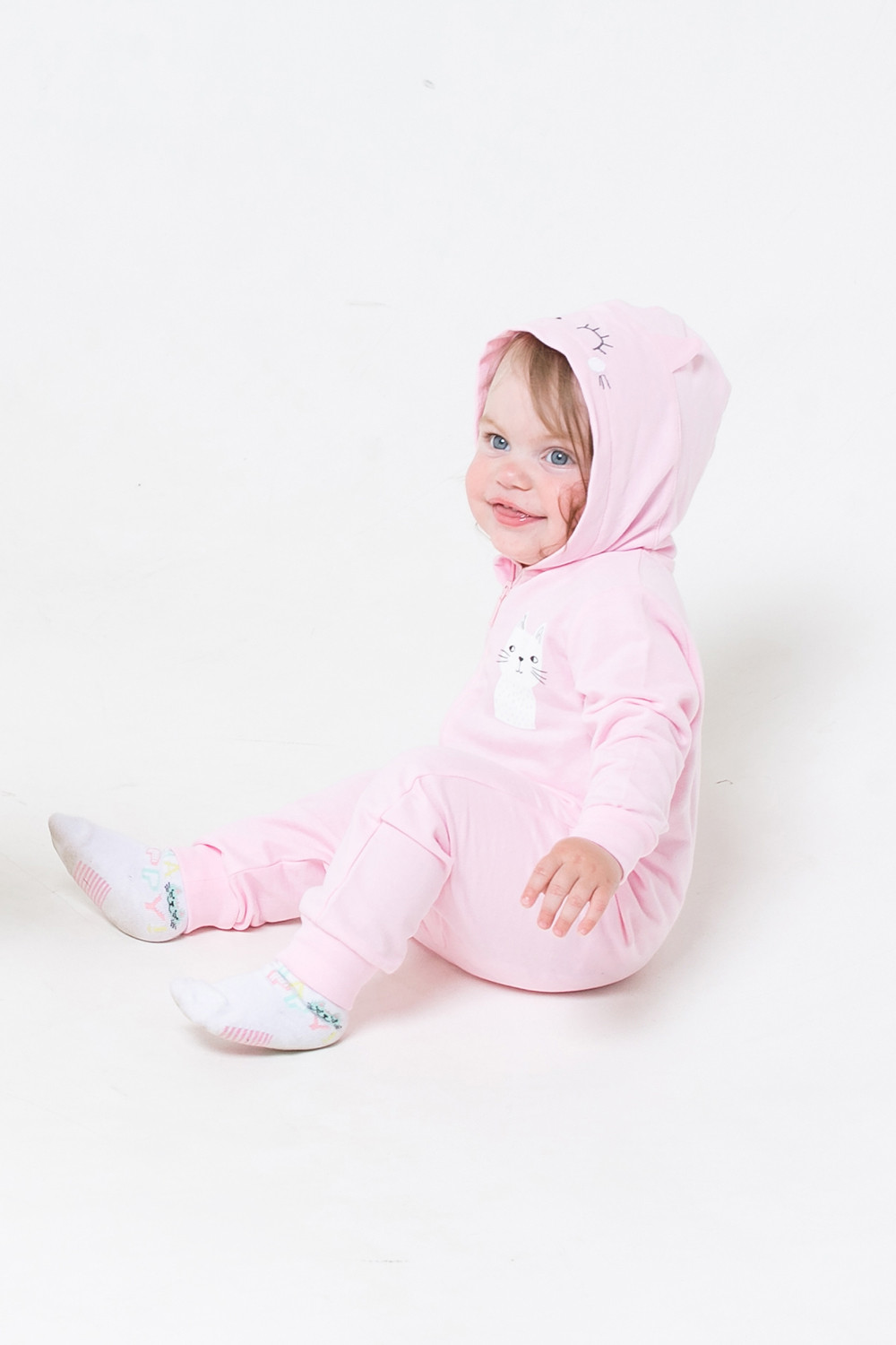 картинка Комбинезон для девочки Crockid К 6348 розовое облако (котята) от магазина детских товаров ALiSa