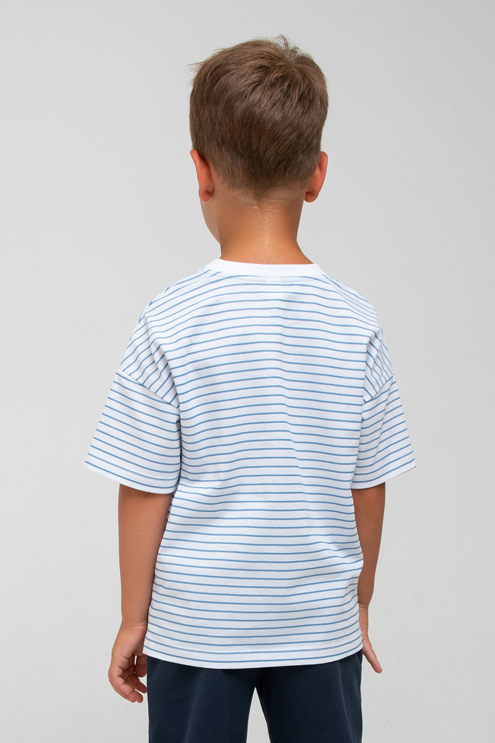 картинка Футболка для мальчика Crockid К 301747 синяя полоска на белом к1285 от магазина детских товаров ALiSa