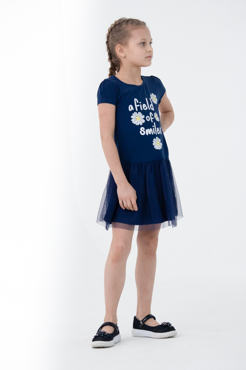 картинка Платье для девочки Cherubino CSKG 63081-41-311 Темно-синий от магазина детских товаров ALiSa