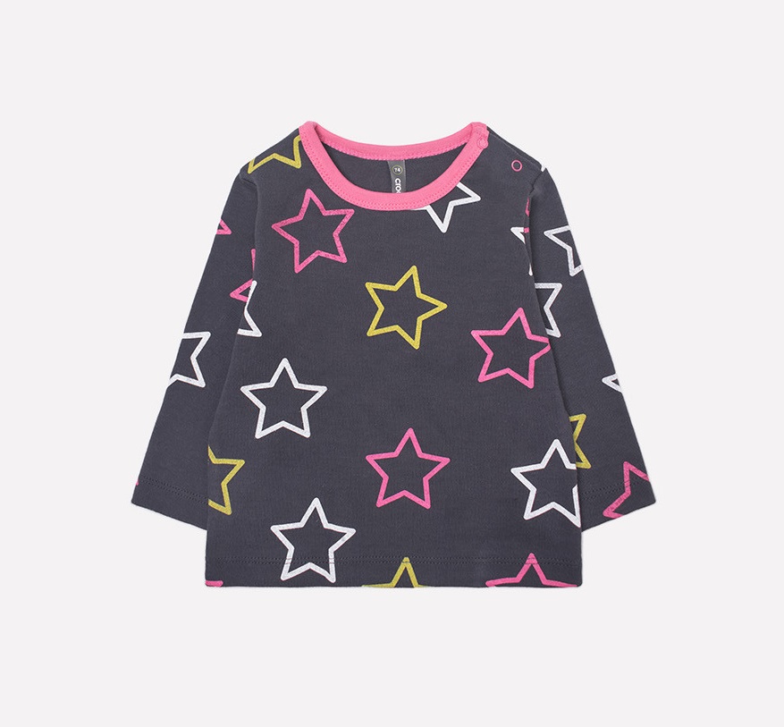 картинка Джемпер для девочки Crockid К 300728 розовые звезды на темно-сером от магазина детских товаров ALiSa