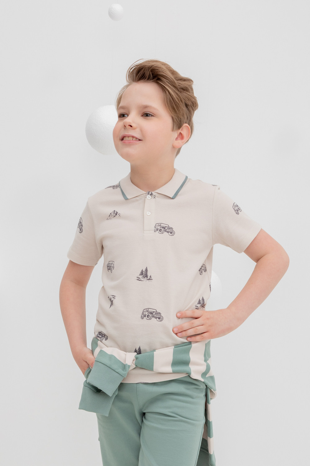 картинка Джемпер поло для мальчика Crockid КР 302232 бежевый к426 от магазина детских товаров ALiSa