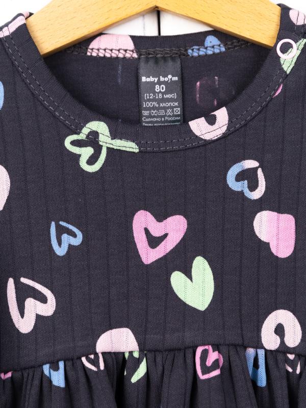 картинка Платье для девочки Baby Boom С246/1-И я729 Сердечки на графите от магазина детских товаров ALiSa
