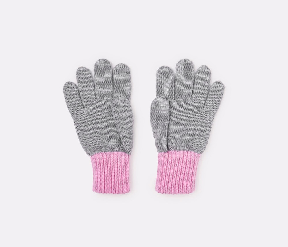 картинка Перчатки для девочки Crockid К 109 светло-серый меланж, розовый от магазина детских товаров ALiSa