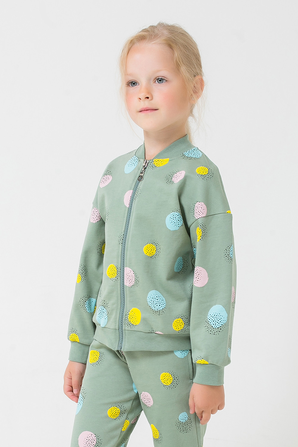 картинка Куртка для девочки Crockid К 301313 милитари, цветные шарики к1266 от магазина детских товаров ALiSa
