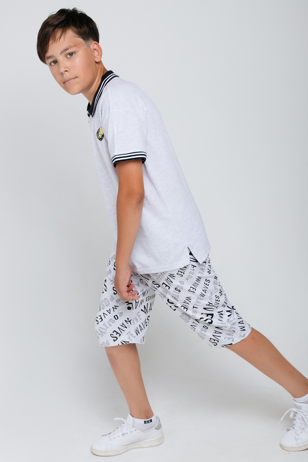 картинка Джемпер-поло для мальчика КБ 301790 светло-серый меланж к68 от магазина детских товаров ALiSa