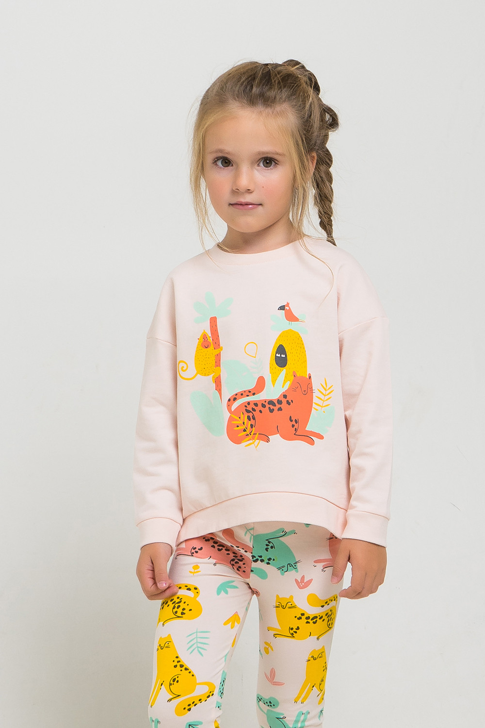 картинка Бриджи для девочки Crockid К 4074 бледно-персиковый, леопарды к1262 от магазина детских товаров ALiSa