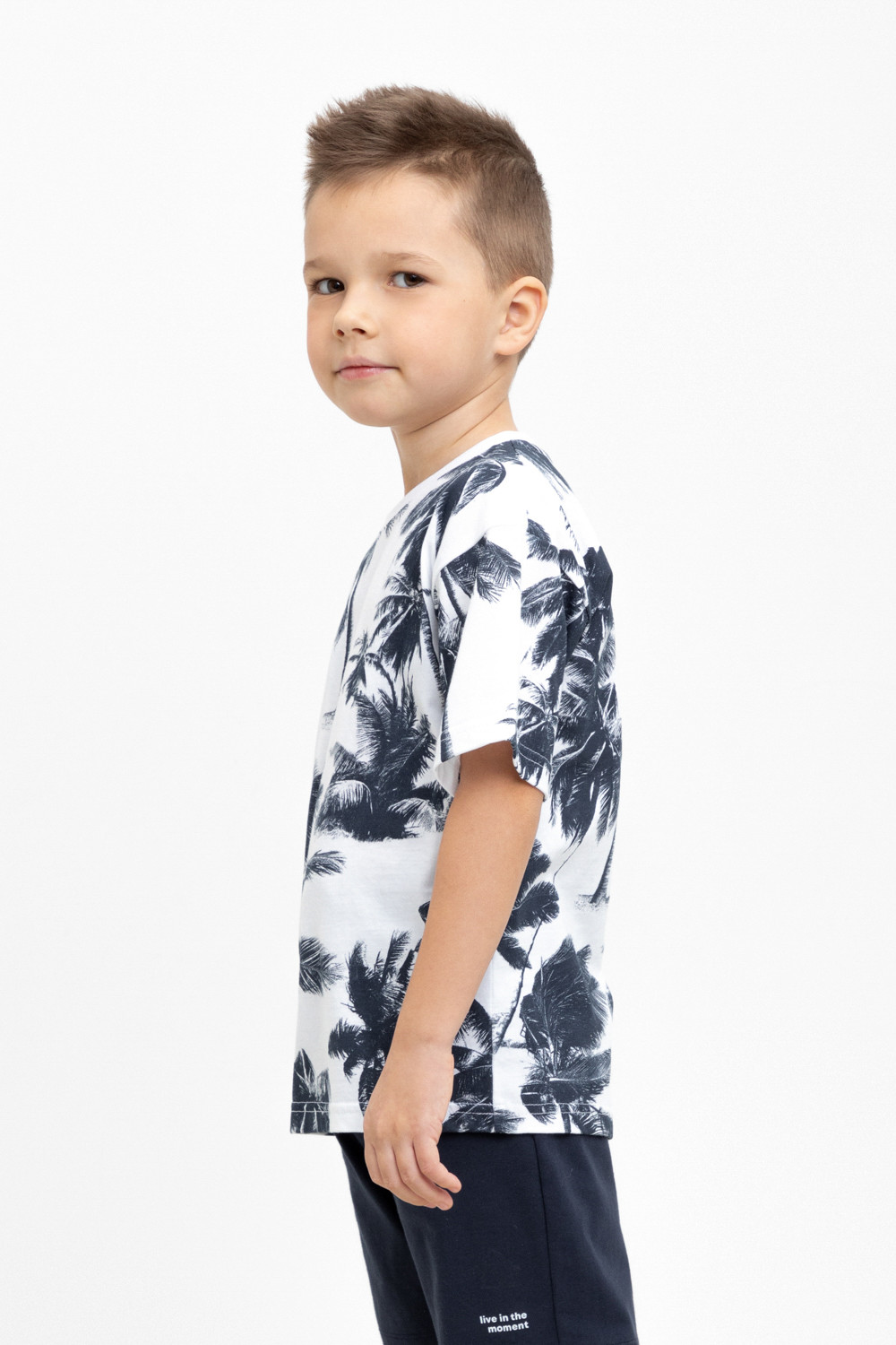 картинка Футболка для мальчика Crockid КР 302381 белый, высокие пальмы к450 от магазина детских товаров ALiSa
