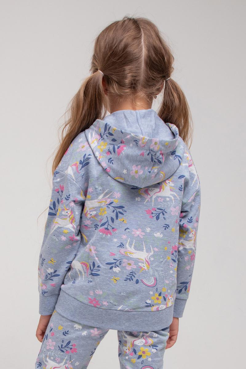 картинка Куртка для девочки Crockid КР 301629 серо-голубой меланж, единороги в цветах к321 от магазина детских товаров ALiSa