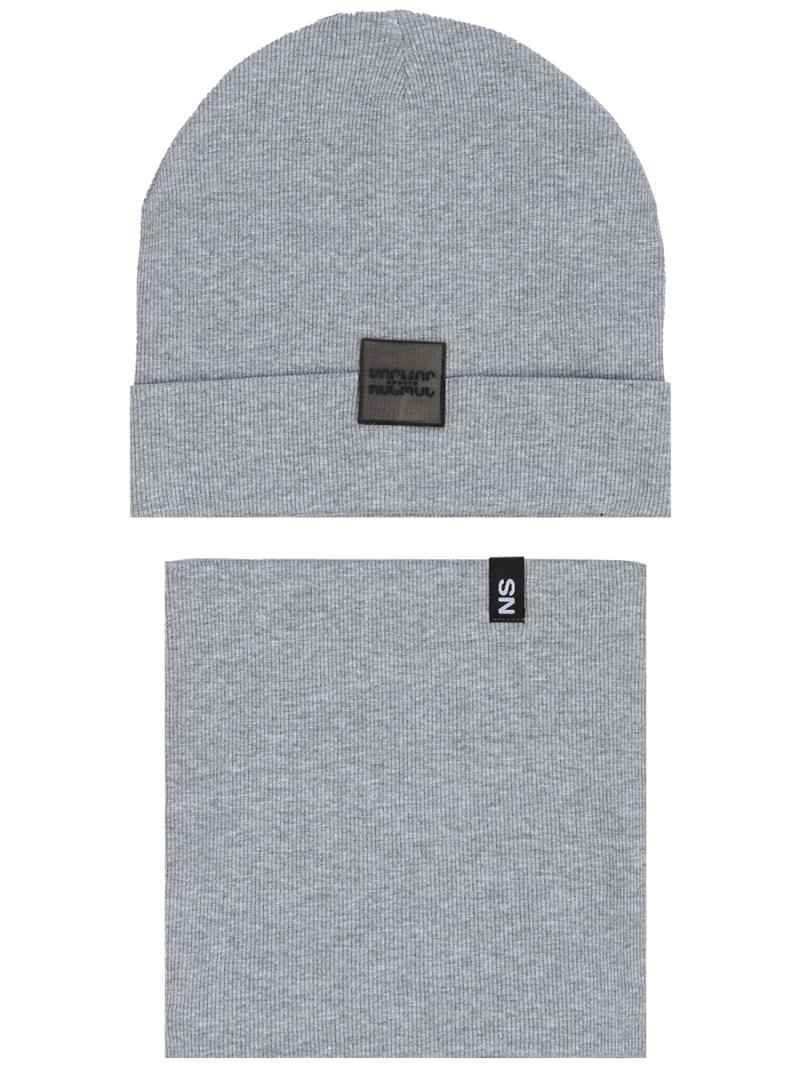 картинка Комплект деми шапка снуд для мальчика NIKASTYLE 12л12524 серый меланж от магазина детских товаров ALiSa