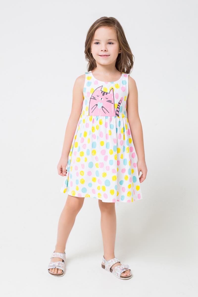 картинка Платье для девочки Crockid К 5590 белый, летний горошек к1244 от магазина детских товаров ALiSa