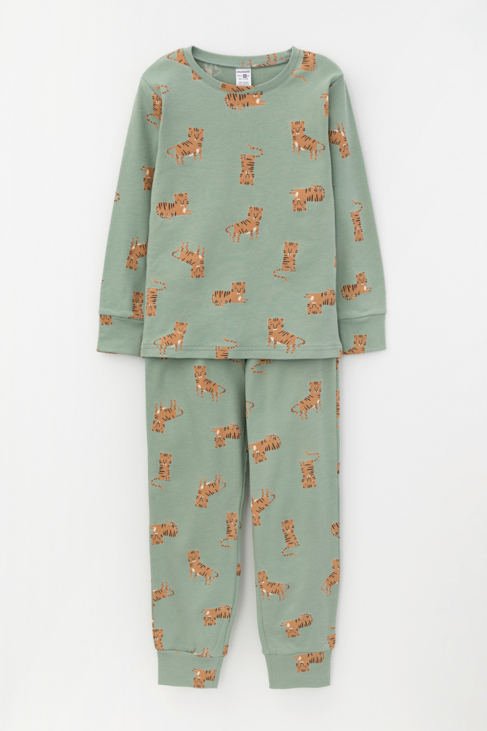 картинка Пижама для мальчика Crockid К 1552 тигриная семья на милитари от магазина детских товаров ALiSa