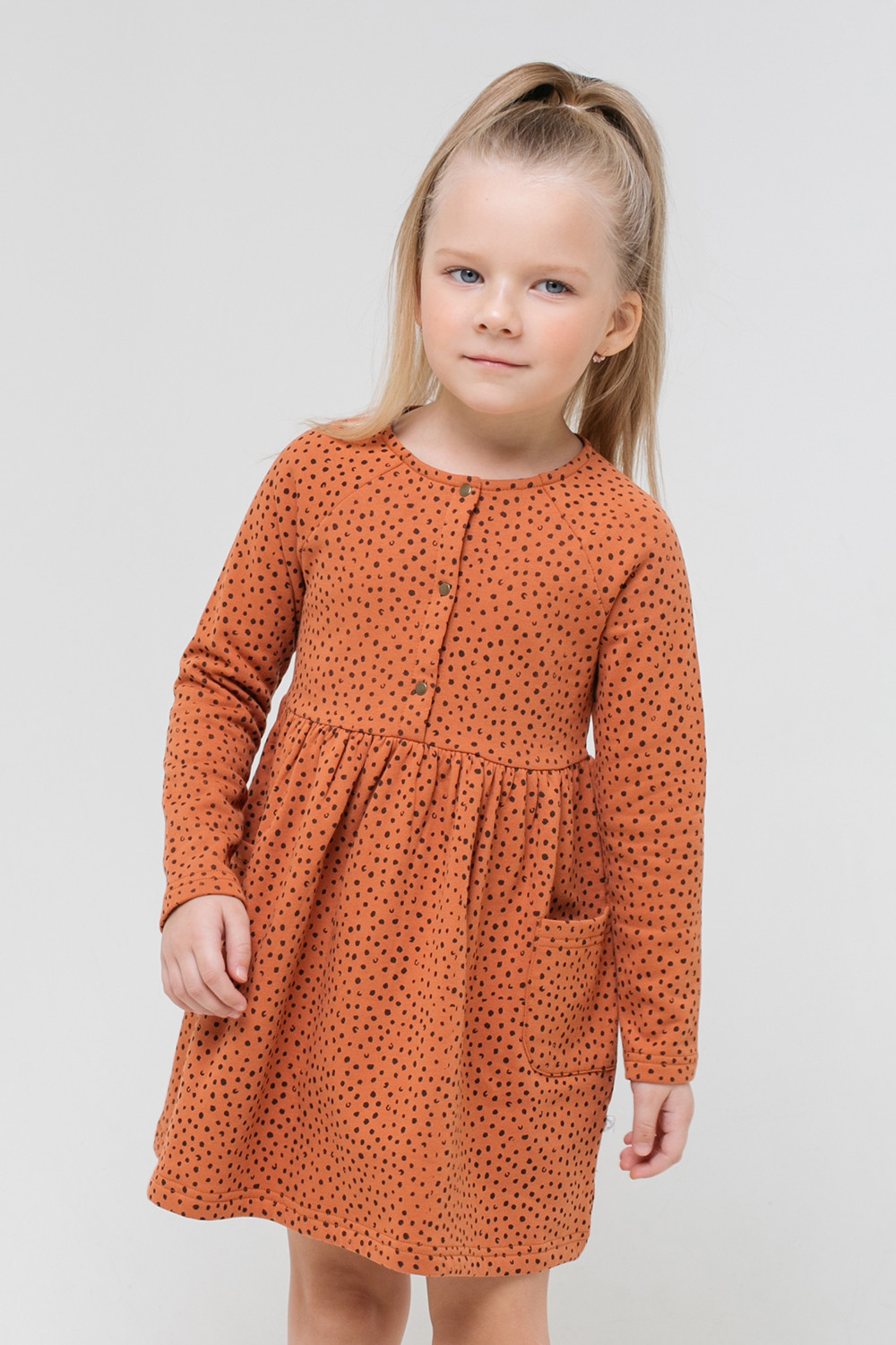 картинка Платье для девочки Crockid КР 5632 миндаль, маленькие пятнышки к295 от магазина детских товаров ALiSa