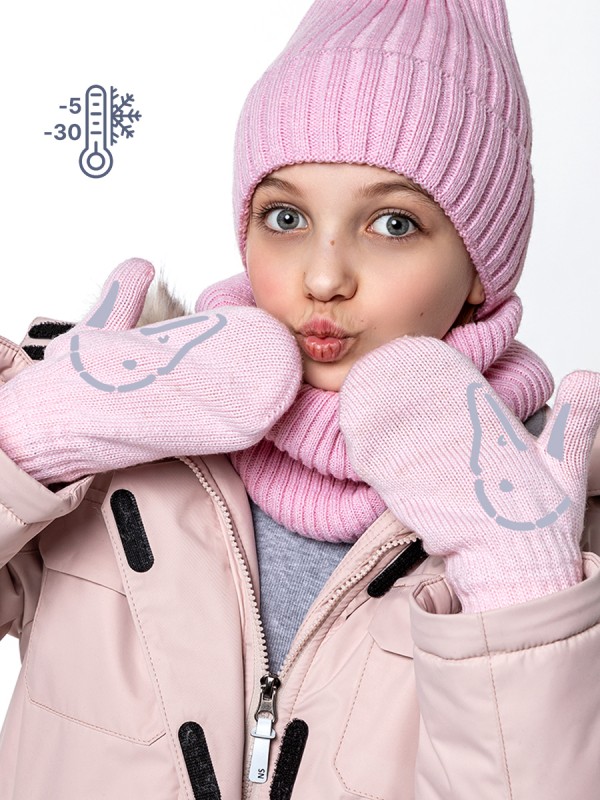 картинка Варежки двойные NIKASTYLE 14з17024 Светло-розовый от магазина детских товаров ALiSa