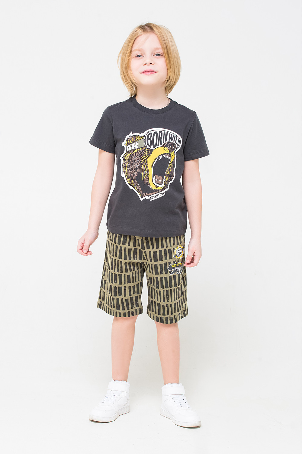 картинка Шорты для мальчика Crockid КР 4870 хаки, лесная текстура к264 от магазина детских товаров ALiSa
