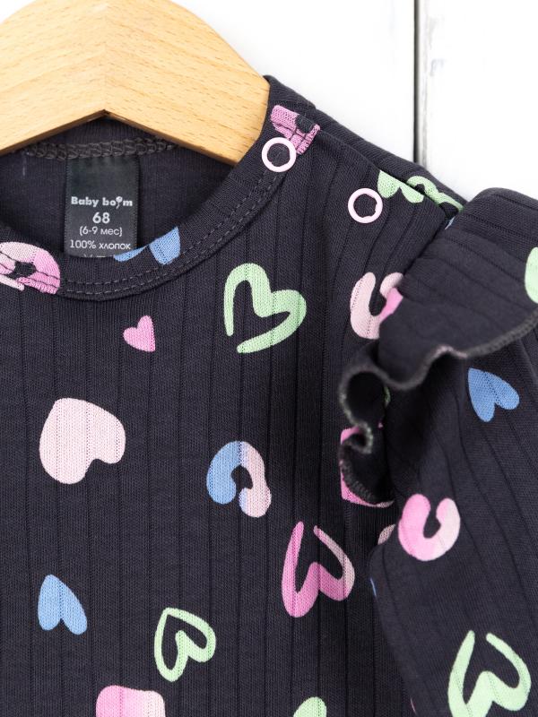 картинка Боди для девочки Baby Boom Б142/1-И я729 Сердечки на графите от магазина детских товаров ALiSa