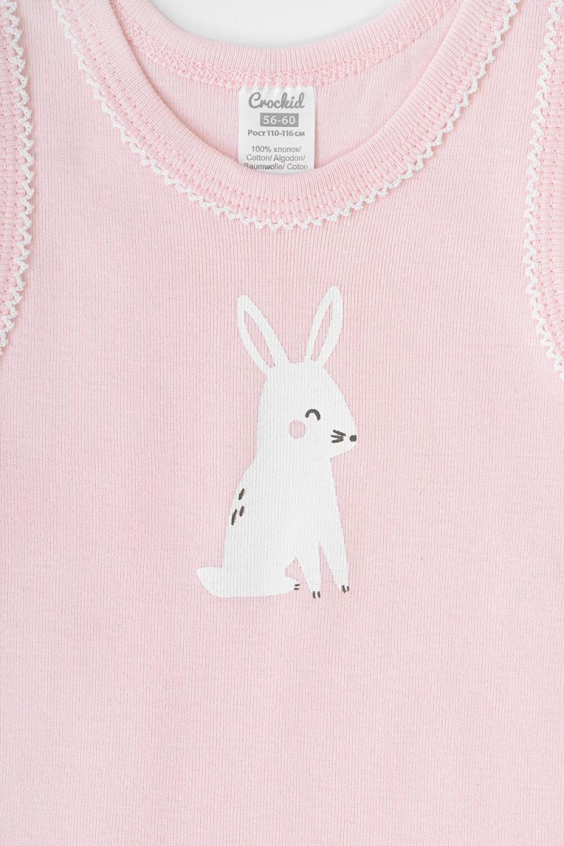 картинка Майка для девочки Crockid К 1066 бежево-розовый (зайки) от магазина детских товаров ALiSa