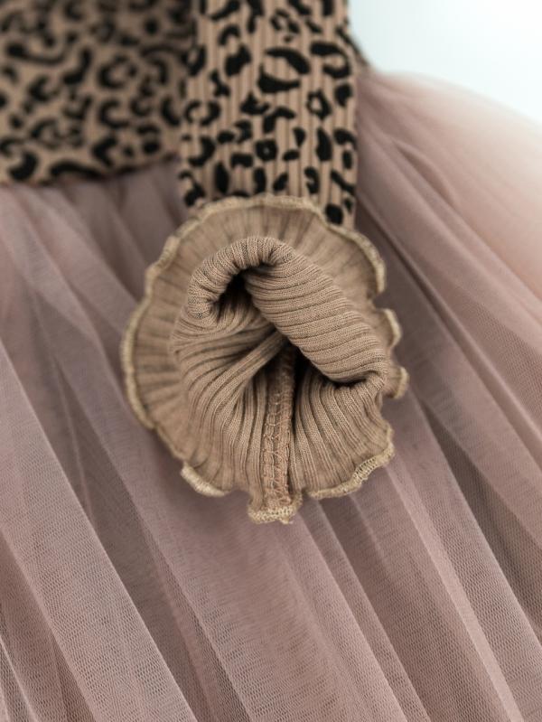 картинка Платье для девочки Baby Boom С224/4-К Леопард + дымчатый розовый от магазина детских товаров ALiSa