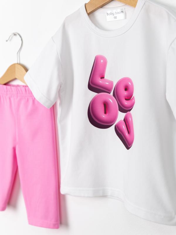 картинка Комплект для девочки Baby Boom КД552/1-К Белый + розовый от магазина детских товаров ALiSa