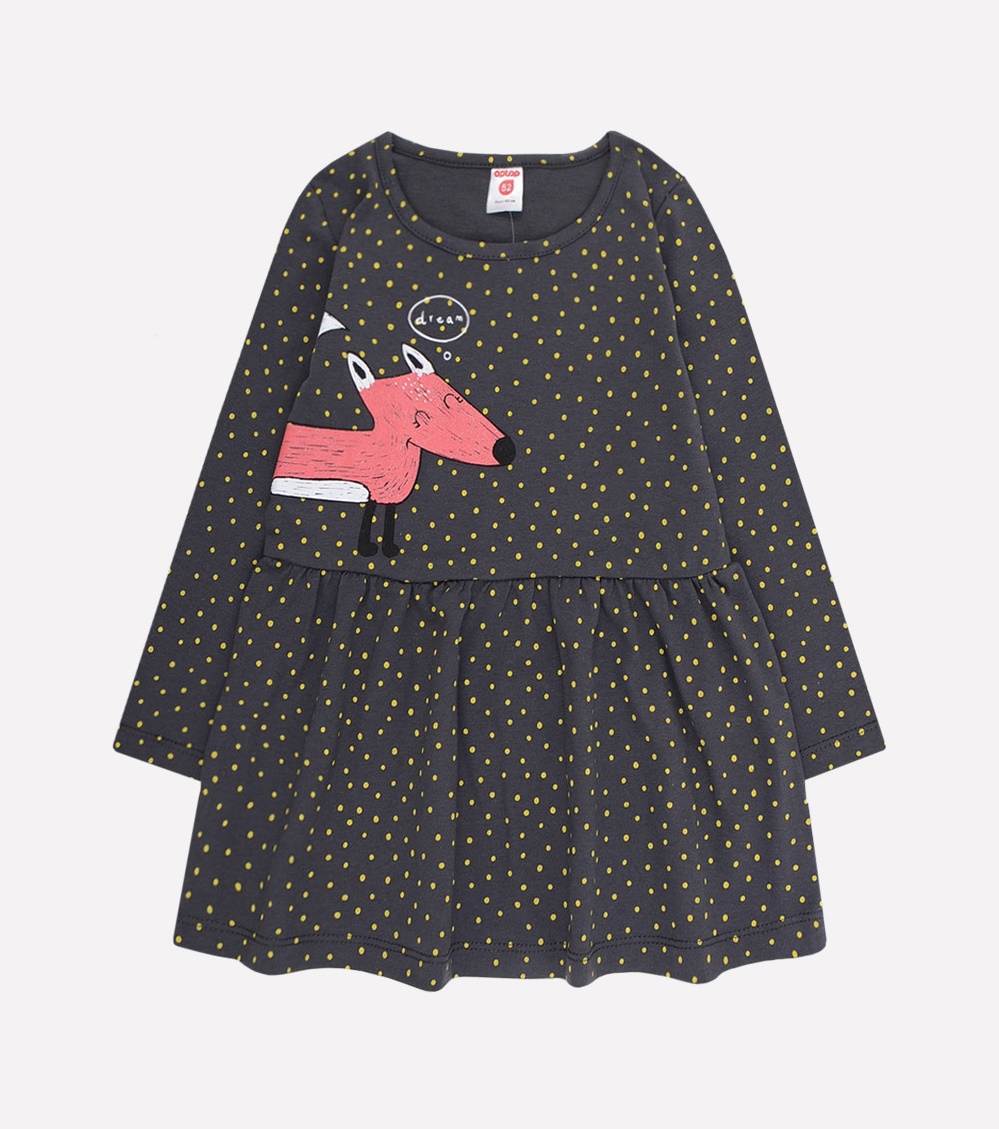 картинка Платье для девочки Crockid К 5642 темно-серый, горошки от магазина детских товаров ALiSa