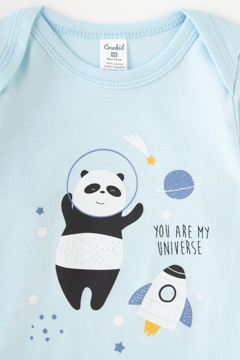 картинка Полукомбинезон для мальчика Crockid К 6015 небесный (космические панды) от магазина детских товаров ALiSa