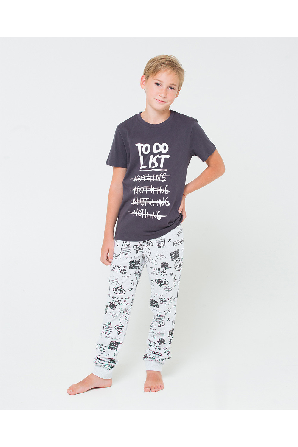 картинка Комплект для мальчика КБ 2626 темно-серый + светло серый меланж от магазина детских товаров ALiSa