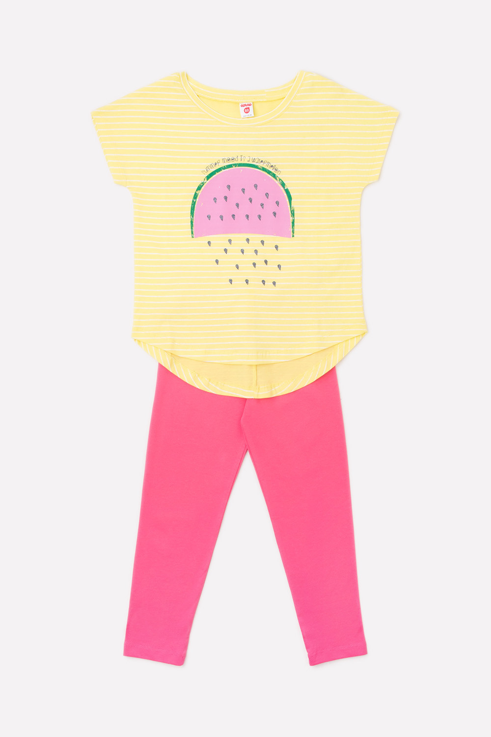 картинка Комплект для девочки Crockid К 2669 бледный лимон полоска + спелый арбуз от магазина детских товаров ALiSa
