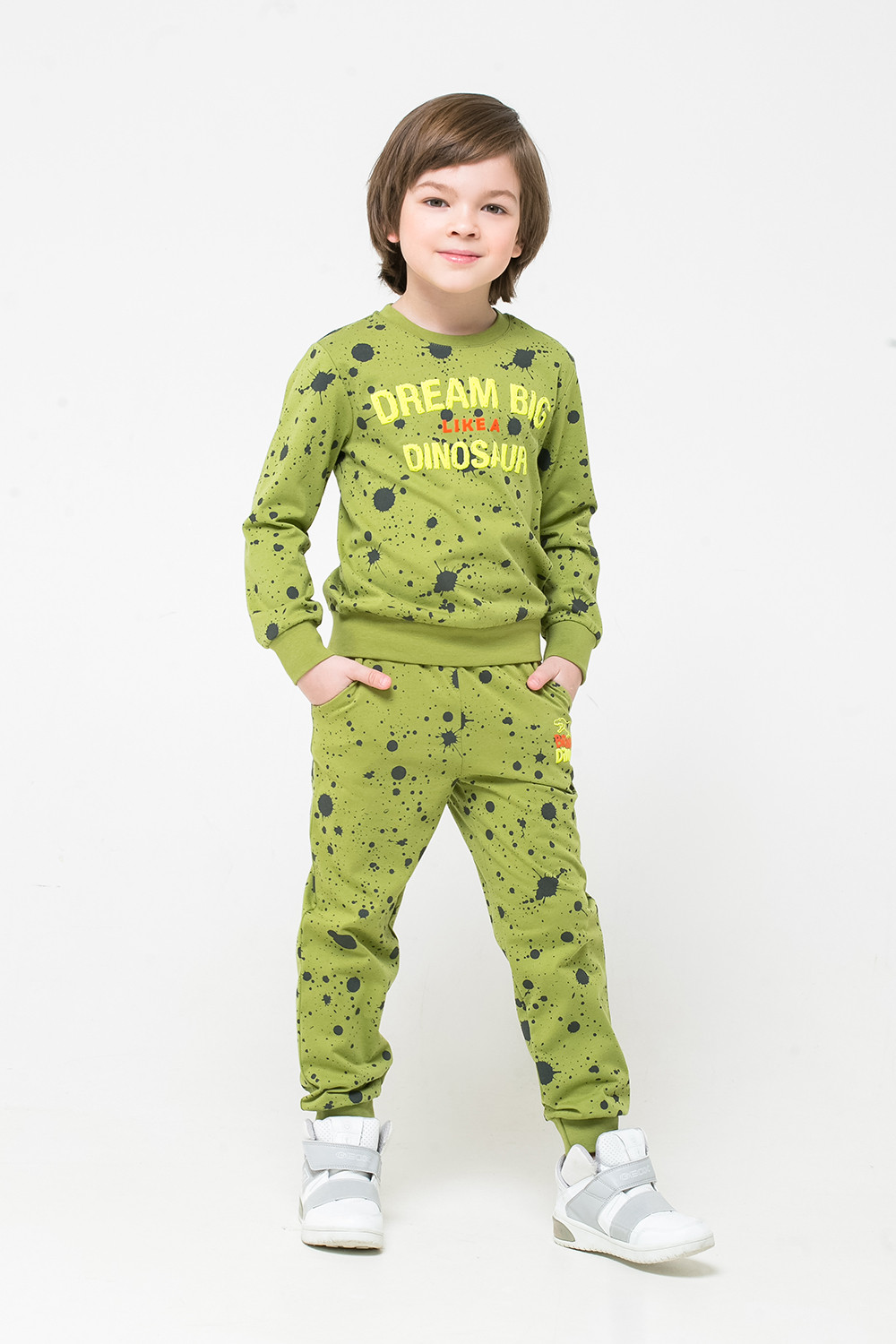 картинка Джемпер для мальчика Crockid К 301128 зеленый, брызги краски к1251 от магазина детских товаров ALiSa
