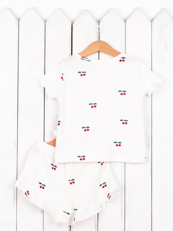 картинка Пижама для девочки Baby Boom КС21/5-Р Ажурная рибана Вишенки от магазина детских товаров ALiSa