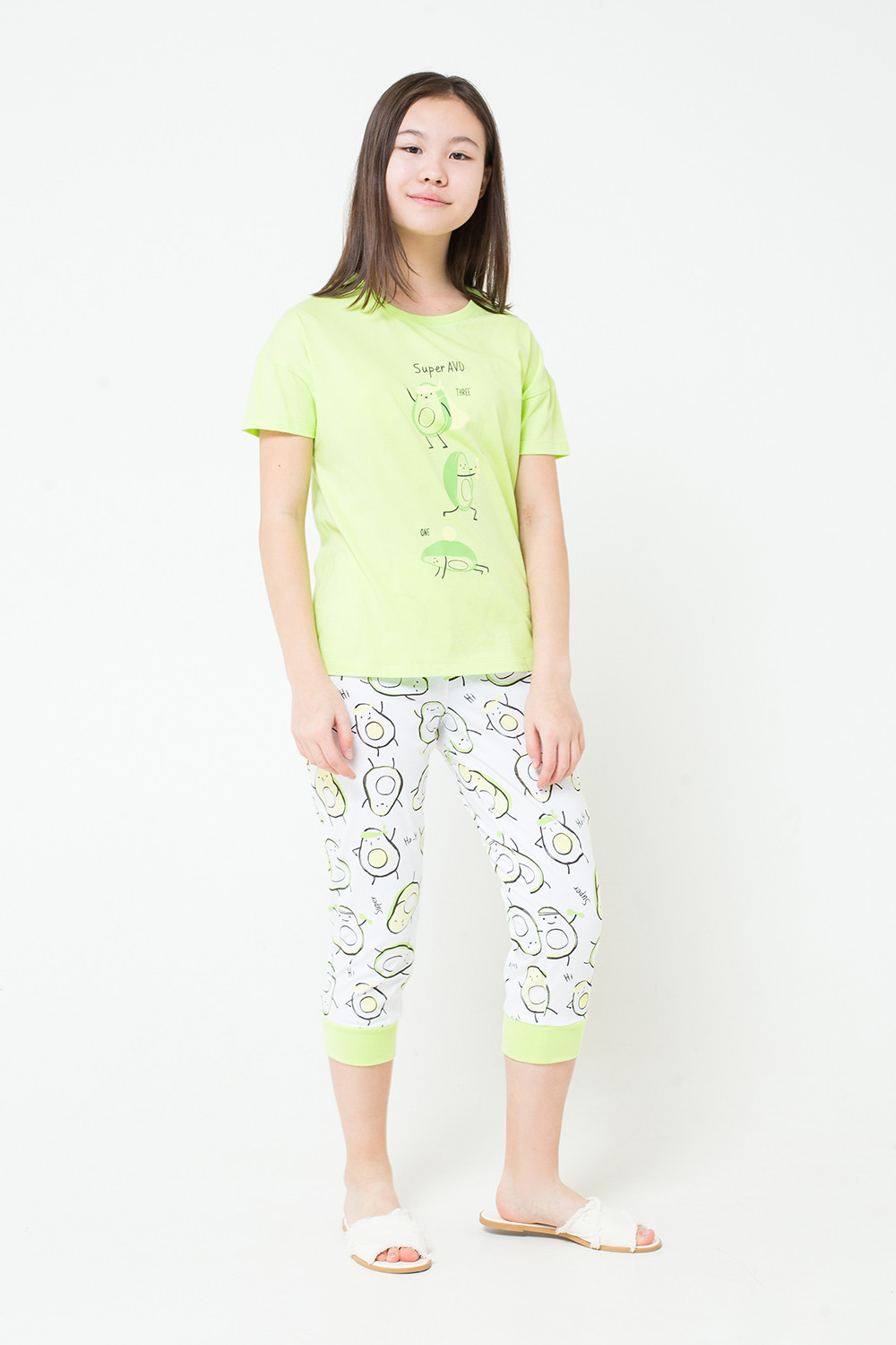 картинка Комплект для девочки КБ 2687 ярко-зеленый + авокадо на белом от магазина детских товаров ALiSa