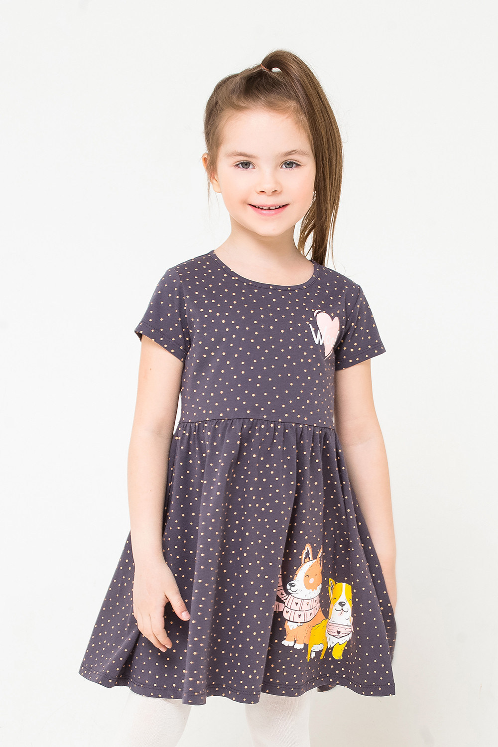 картинка Платье для девочки Crockid К 5647 коричневый, горошки к1250 от магазина детских товаров ALiSa