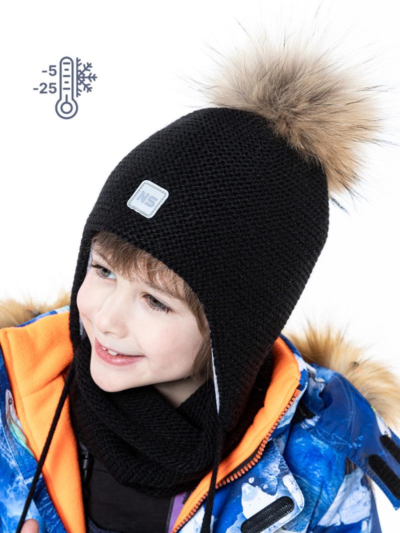 картинка Шапка утепленная для мальчика NIKASTYLE 11з10123 черный от магазина детских товаров ALiSa
