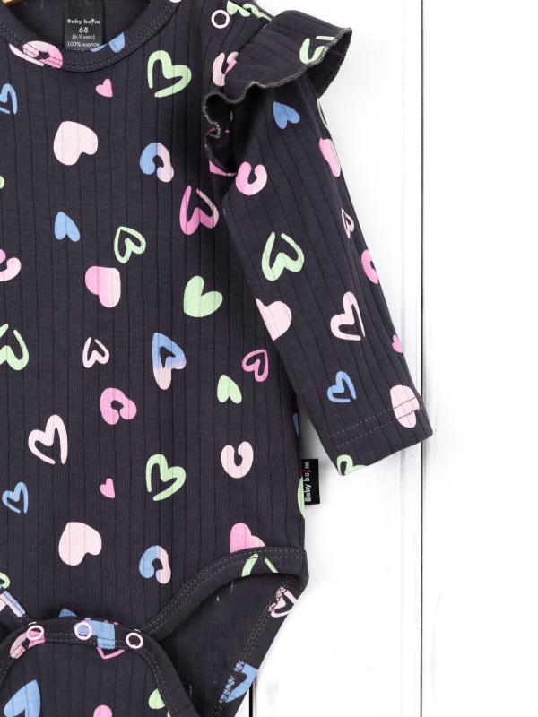 картинка Боди для девочки Baby Boom Б142/1-И я729 Сердечки на графите от магазина детских товаров ALiSa