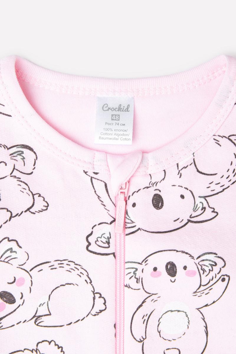 картинка Комбинезон для девочки Crockid К 6192 забавные коалы на нежно-розовом от магазина детских товаров ALiSa
