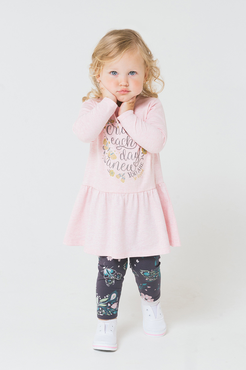 картинка Комплект для девочки Crockid КР 2490 светло-розовый меланж+тем. серый к221 от магазина детских товаров ALiSa