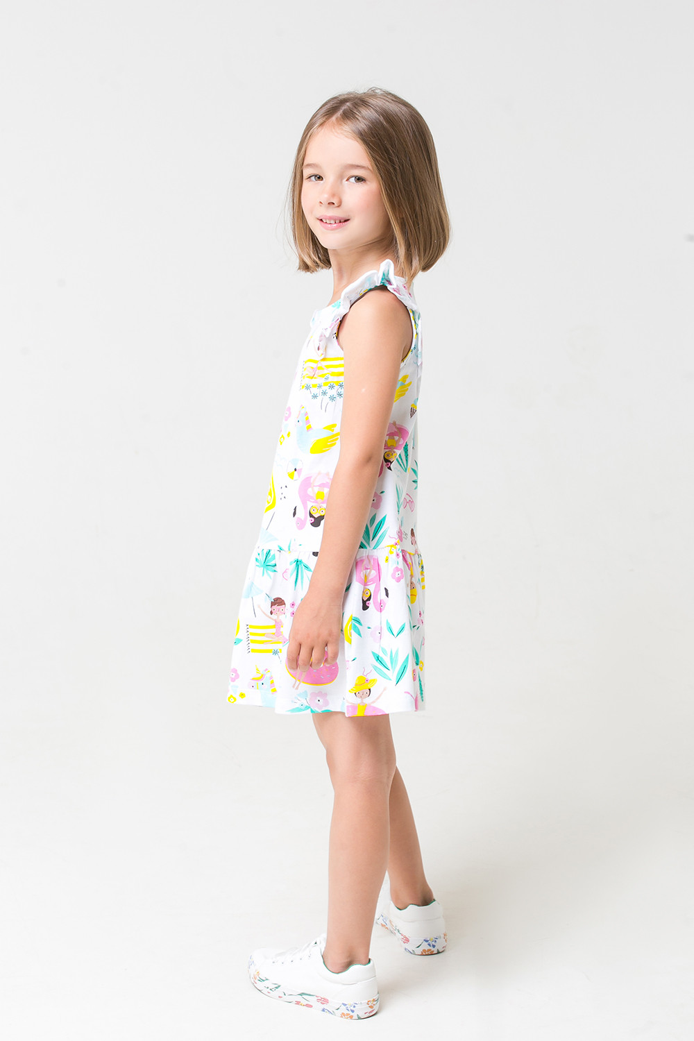 картинка Платье для девочки Crockid КР 5672 белый, пляжный отдых к277 от магазина детских товаров ALiSa