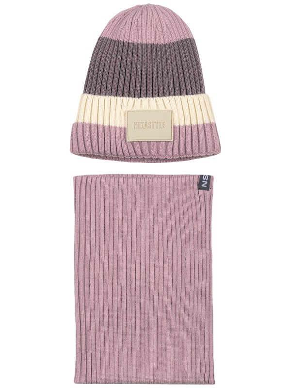 картинка Комплект шапка снуд для девочки NIKASTYLE 12з16524 Пудра молоко от магазина детских товаров ALiSa