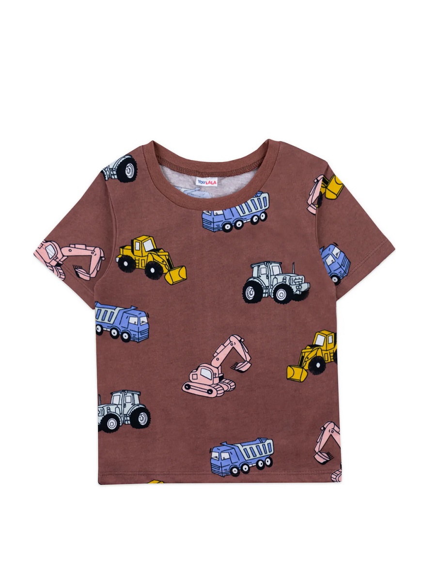 картинка Футболка для мальчика Youlala 0954102610 Коричневый автотехника от магазина детских товаров ALiSa