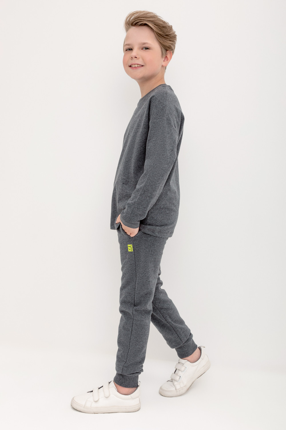 картинка Брюки для мальчика Crockid КР 400608 темно-серый меланж к422 от магазина детских товаров ALiSa