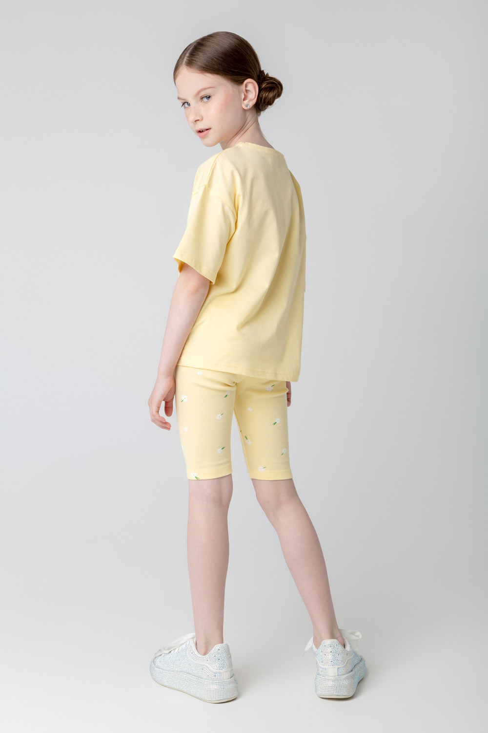 картинка Бриджи для девочки Crockid КР 400546 бледно-желтый, летние цветы к395 от магазина детских товаров ALiSa