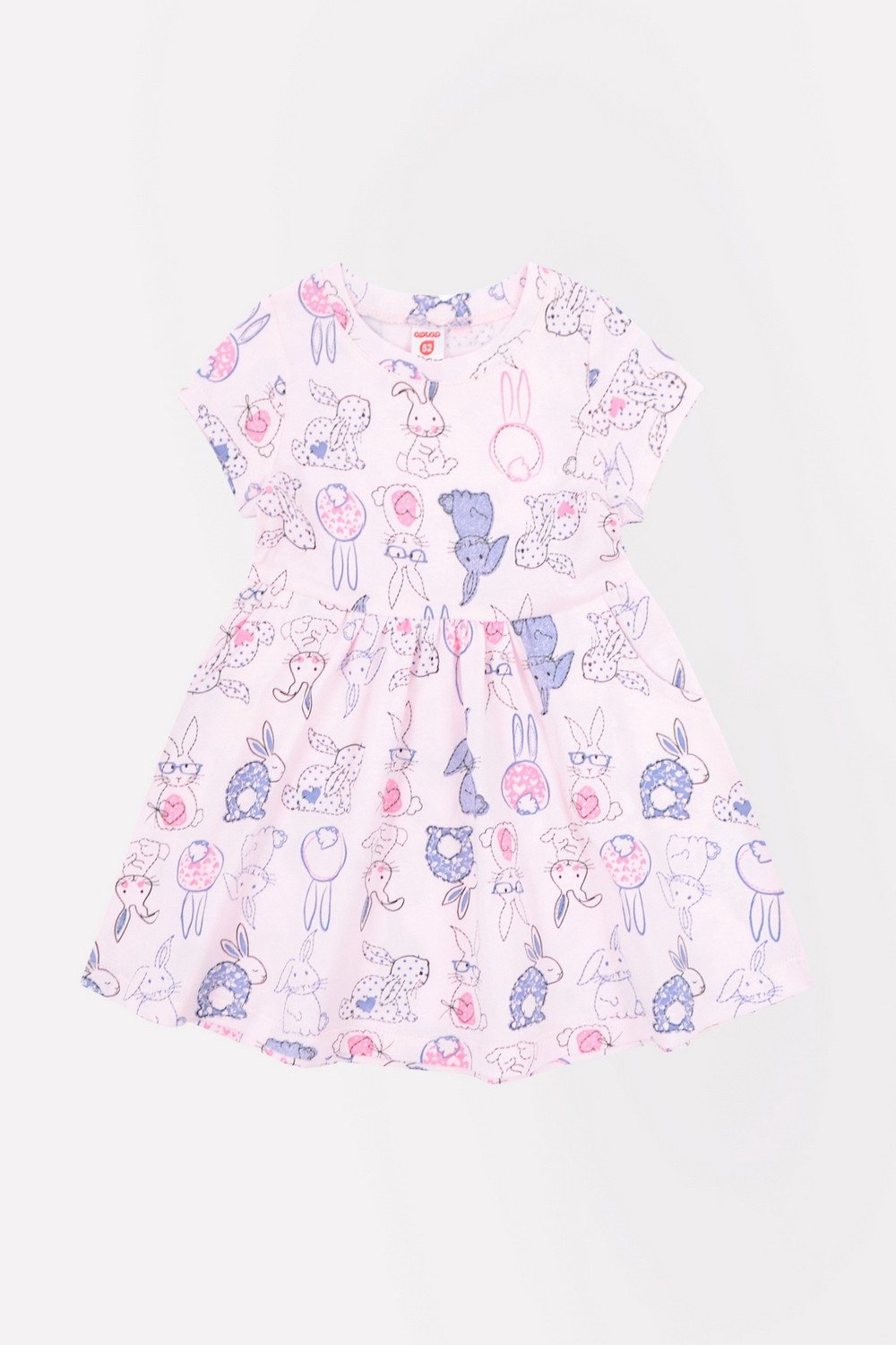 картинка Платье для девочки Crockid К 5639 нежно-розовый, зайцы пэчворк от магазина детских товаров ALiSa