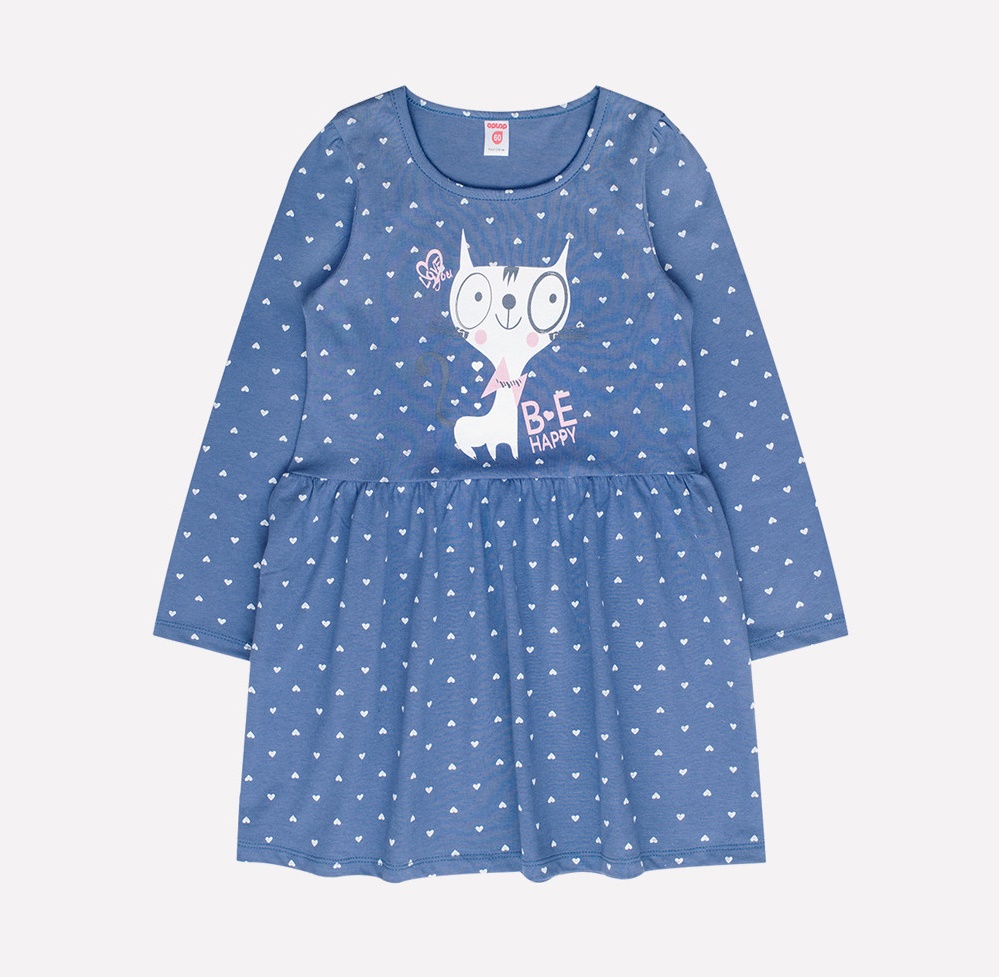 картинка Платье для девочки Crockid К 5518 сердечки на серо-синем от магазина детских товаров ALiSa