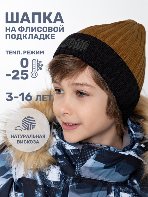 картинка Шапка зимняя для мальчика NIKASTYLE 11з16124 Горчица от магазина детских товаров ALiSa