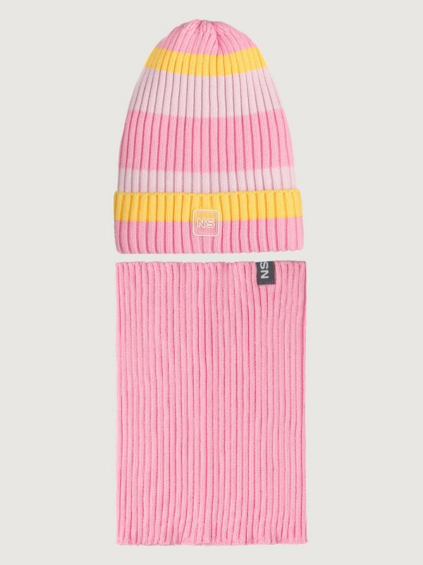 картинка Комплект деми шапка снуд для девочки NIKASTYLE 12м11225 Розовый от магазина детских товаров ALiSa