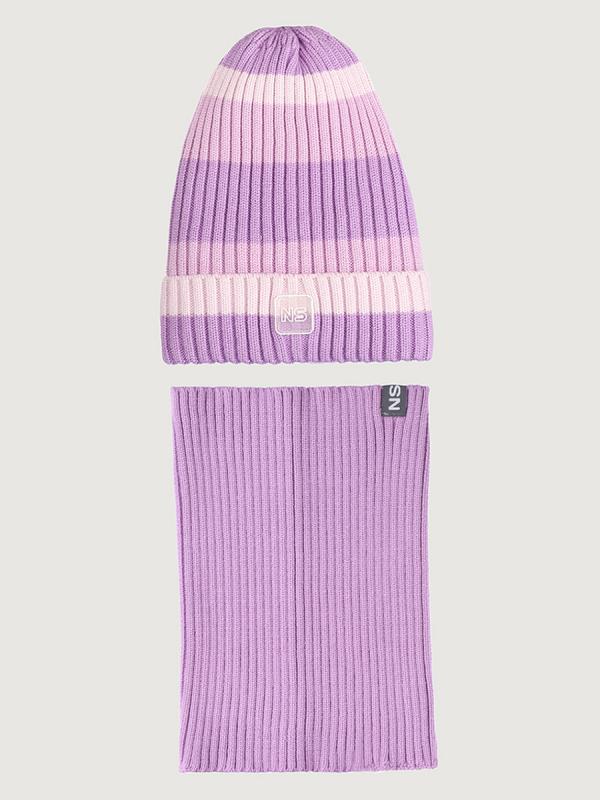 картинка Комплект деми шапка снуд для девочки NIKASTYLE 12м11225 Лаванда от магазина детских товаров ALiSa