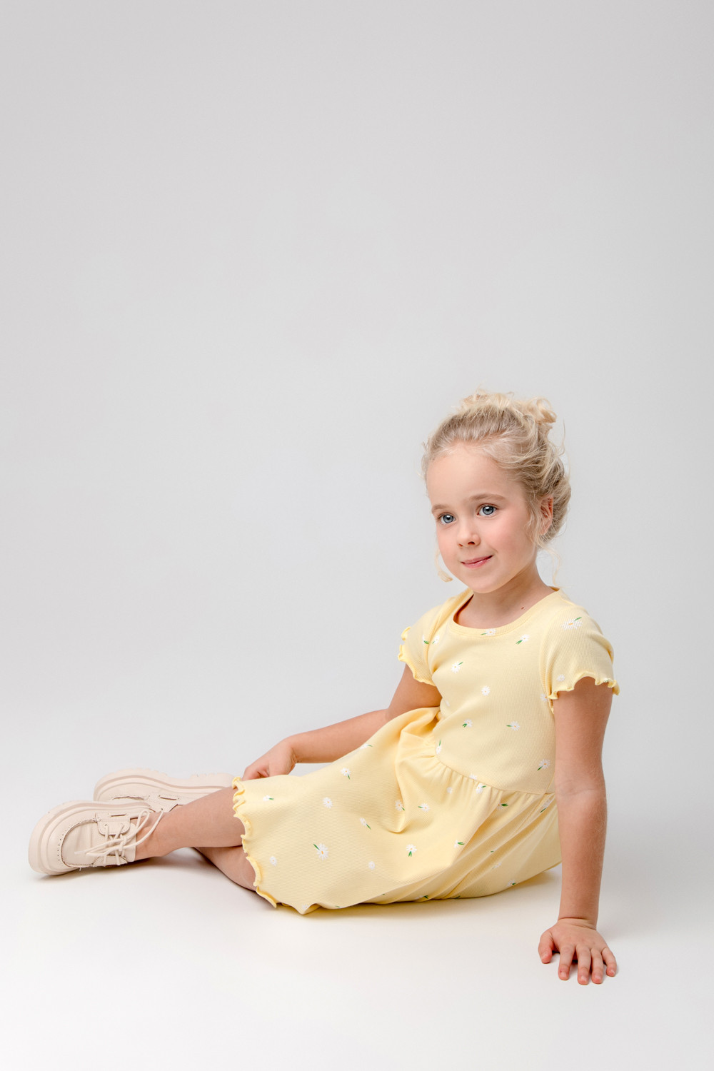 картинка Платье для девочки Crockid КР 5793 бледно-желтый, летние цветы к393 от магазина детских товаров ALiSa