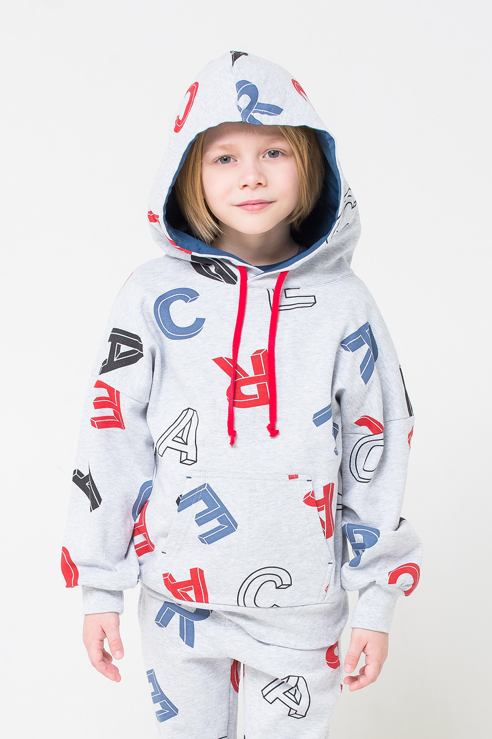 картинка Джемпер для мальчика Crockid К 301141 серо-голубой меланж, буквы гонки к1253 от магазина детских товаров ALiSa