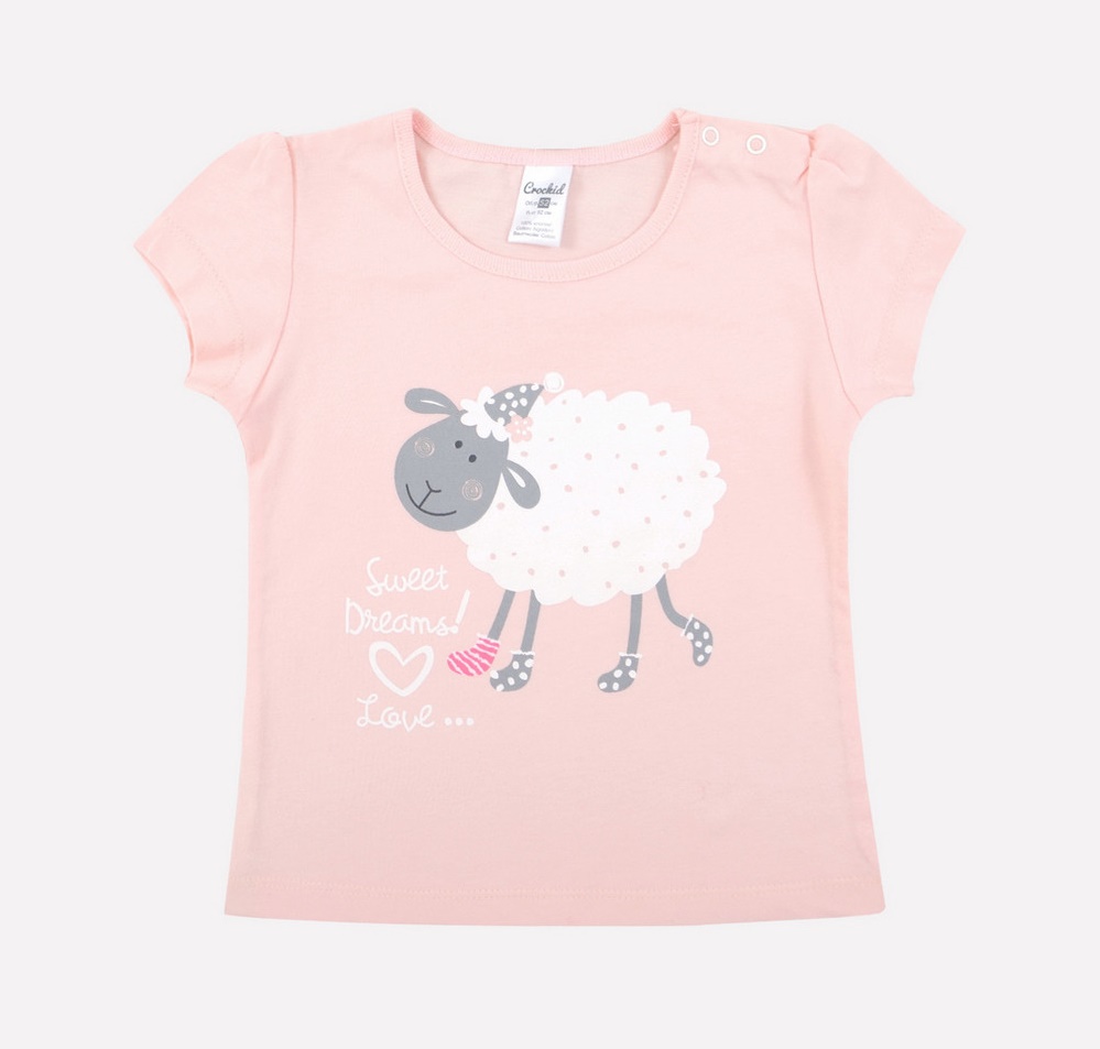 картинка Футболка для девочки Crockid К 3698 нежно-розовый (овечка) от магазина детских товаров ALiSa