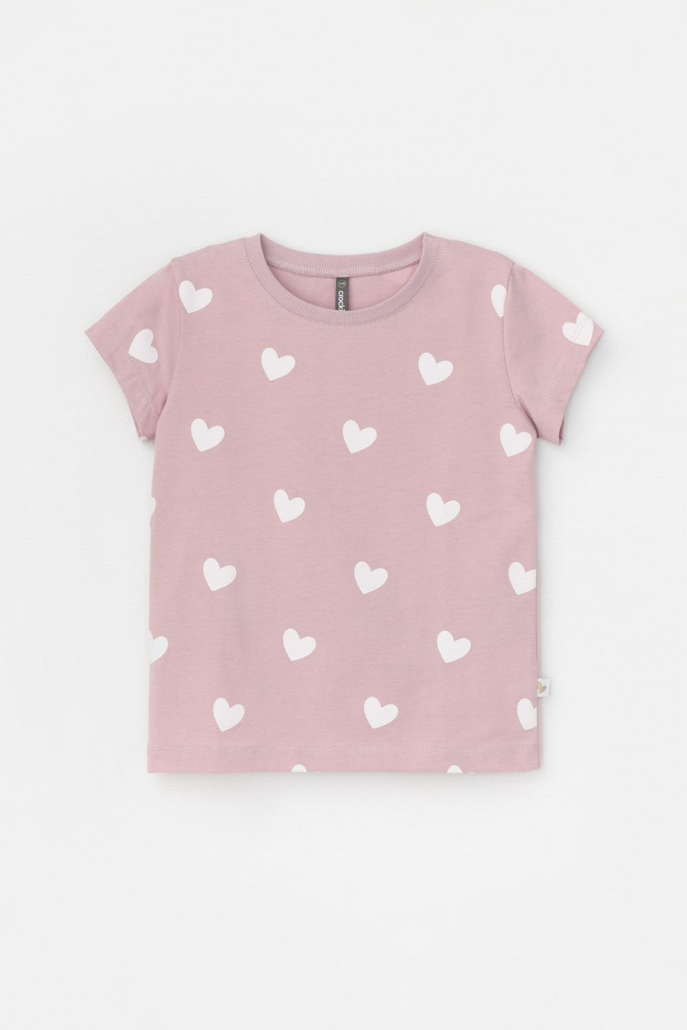 картинка Футболка для девочки Crockid КР 302326 розово-сиреневый, сердечки к449 от магазина детских товаров ALiSa