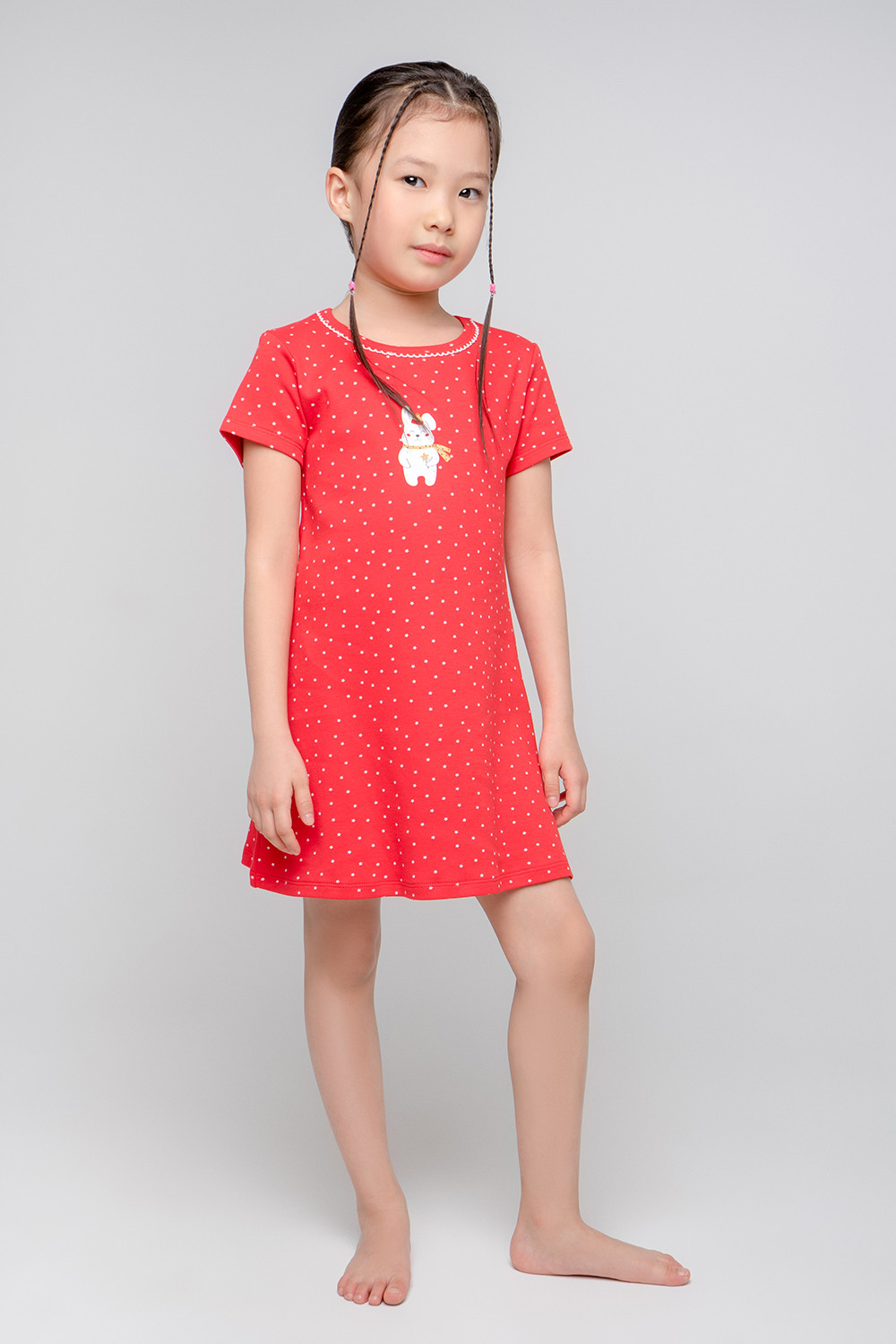 картинка Сорочка для девочки Crockid К 1155 мелкие звездочки на красном от магазина детских товаров ALiSa